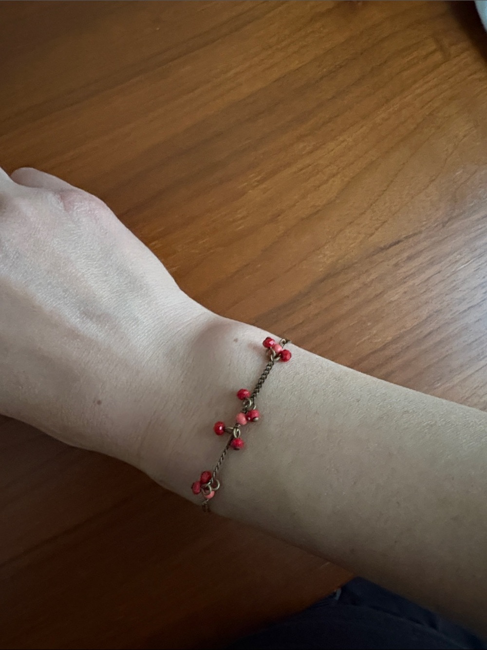 Isabel Marant Delicate Red Bead Women's Bracelet - Lightweight Chain